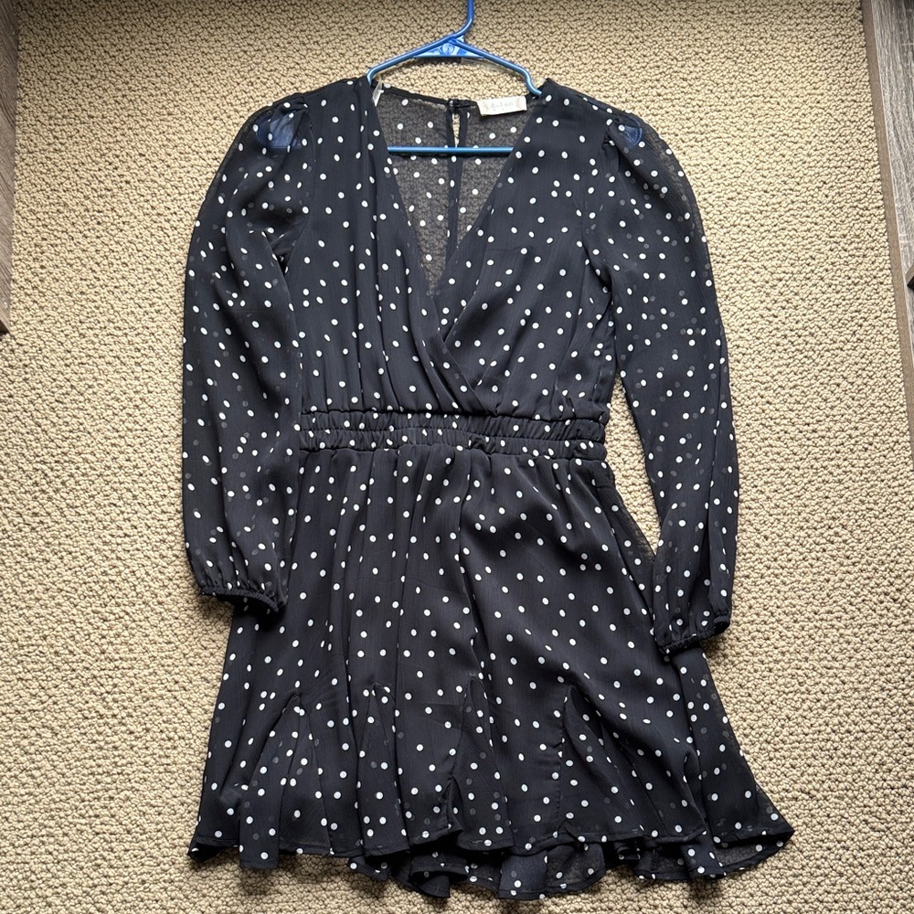 Altar’d State Women's Black Polka Dot Long Sleeve